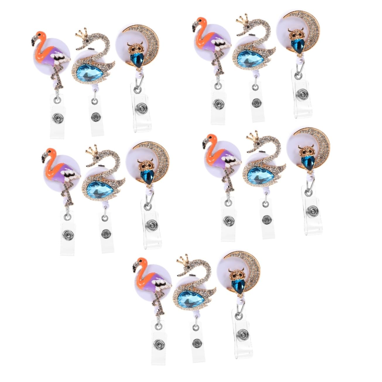 Operitacx 5 Ensembles Boucle Facile Pour Animaux Porte-carte Support De Carte D'identité Porte-badge Multifonction Clip Pour Badge Rotatif Agrafe De Badge Porte-badges Strass 3 Pièces * 5