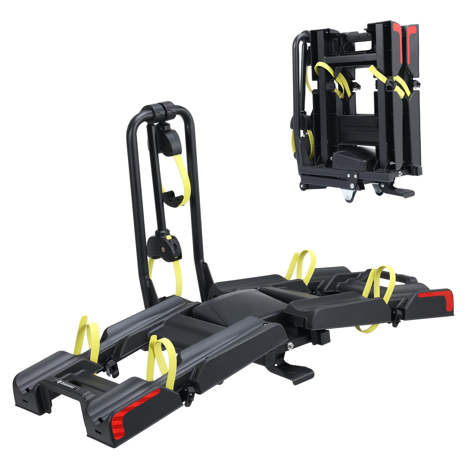 Gearantics 2 E-Bike Foldable Hitch Mount Bike Rack for 2" Receiver SUV & Trucks, Up to 4'' Fat Tire, Lockable Hitch Racks for E-Bike with Ramp and