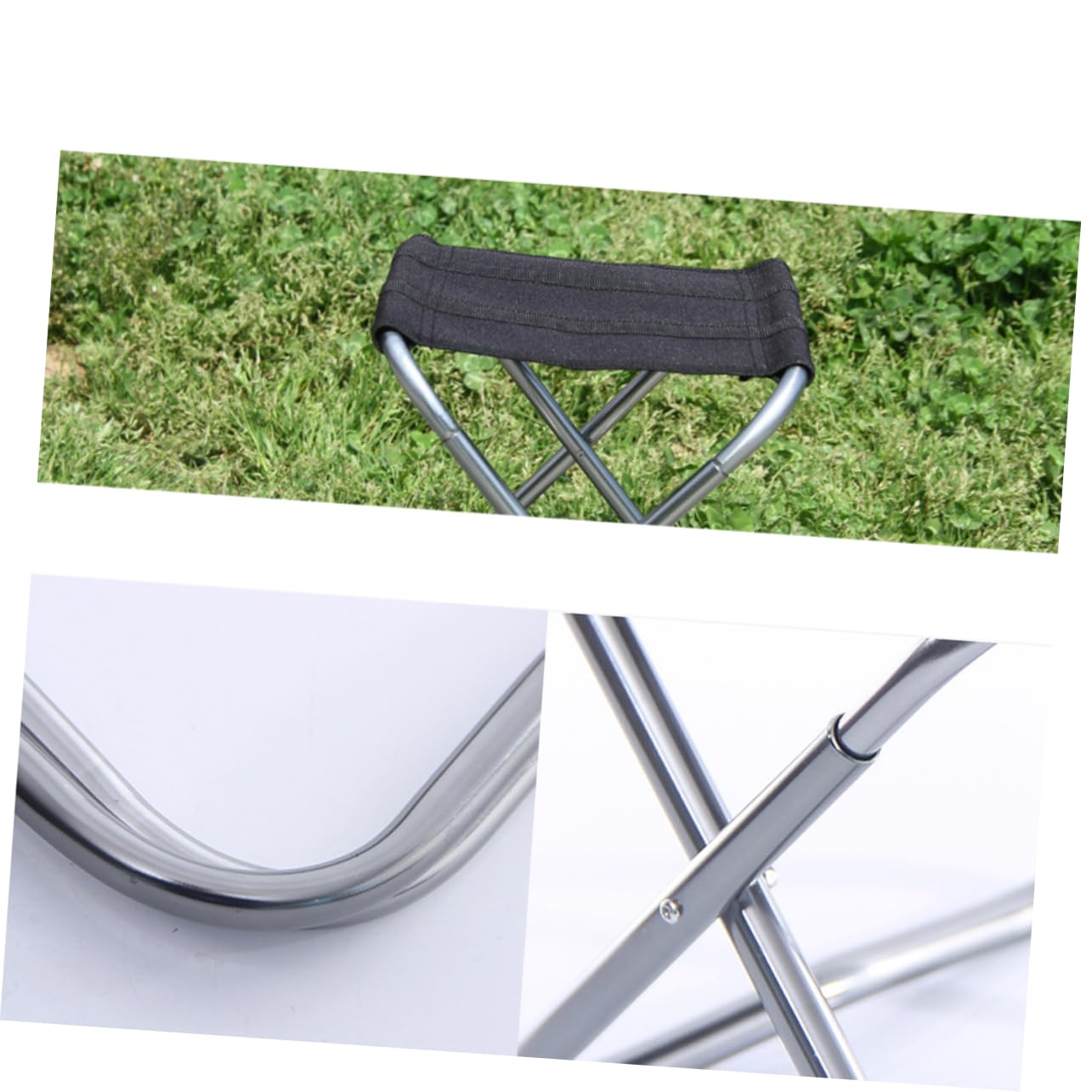 Toyvian Lightweight Portable Folding Stool for Outdoor Activities Collapsible Camping Chair for Fishing BBQ and Beach Durable Black Silver