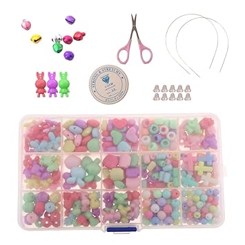 Heavy Driver 420Pcs Assorted Shape Jewelry Beads Set Accessories Toys for DIY Kids Jewelry Making Bracelet Necklace Toys