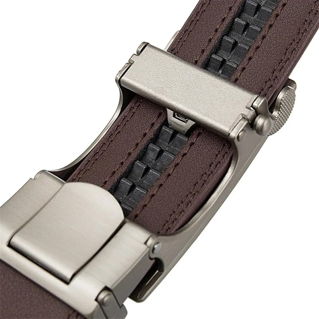 Yeuyyben Cinturón de piel sintética para hombre con hebilla automática de aleación, cinturón casual de negocios