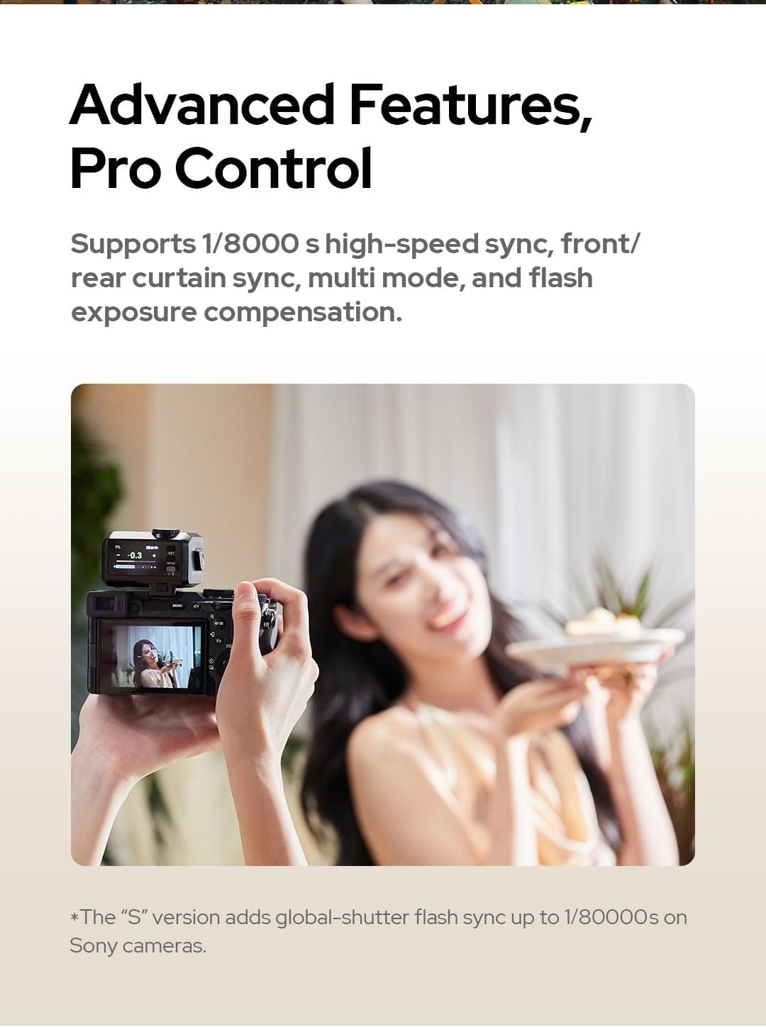 Godox iT30Pro S iT30 Pro S Mini Flash de Cámara para Sony, 2.4GHz TTL HSS 1/8000s, Pantalla táctil a Todo Color, Compatible con ZV-E10 II ZV-E10 ZV-E1 a7IV a7III a7CII a6700 a9III a7RV a6400 (Negro)