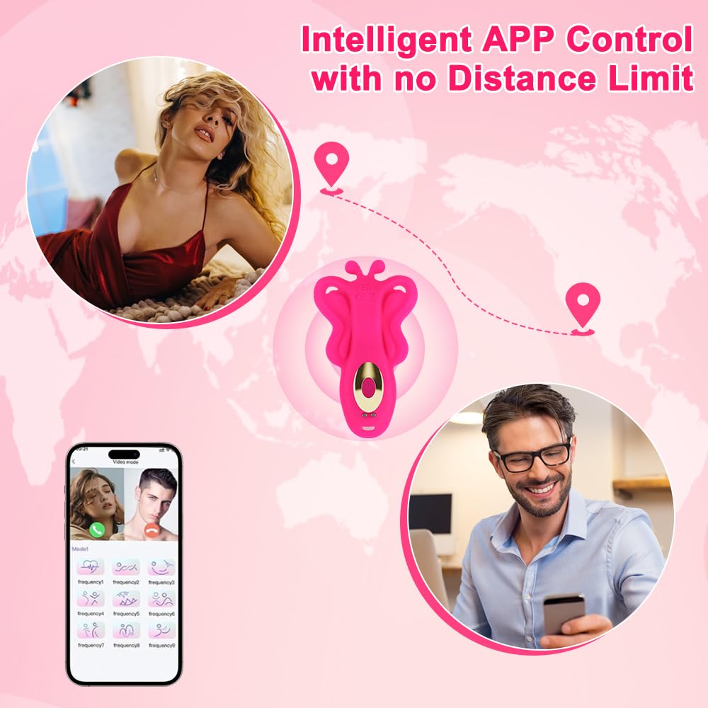 Vibrador de mariposa para clítoris femenino, con aplicación y 9 modos de vibración, juguete sexual con arnés para mujeres, juguete S duro