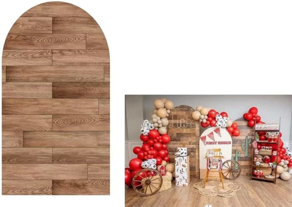 Arch Backdrop Wood Jungle 4X7ft Arched Wall Covers Stretchy Photography Background for Wedding Banquet Baby Shower Birthday Party Decorations NO408 W4ft x H7ft (120cmX210cm)