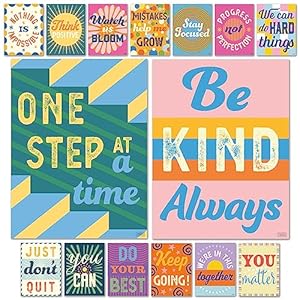 S&O Set of 15 Motivational Posters for Classroom – Study room Poster – Inspirational Teaching Zone Charts for High School – Motivating Prints for Schoolroom – Confidence-Boosting Signs for Office