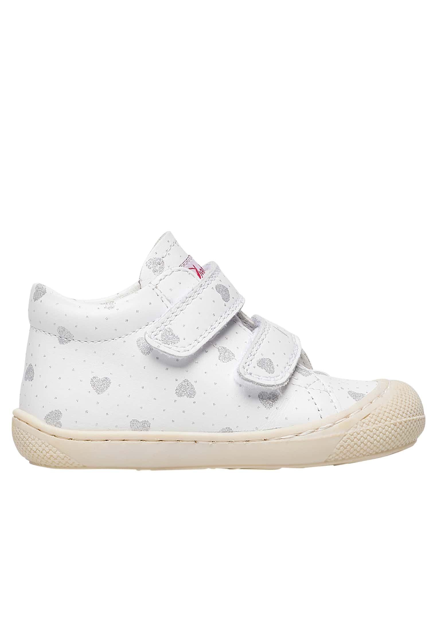 Naturino Cocoon VL-Scarpine Primi Passi in Pelle con Stampa Cuori-Bianco