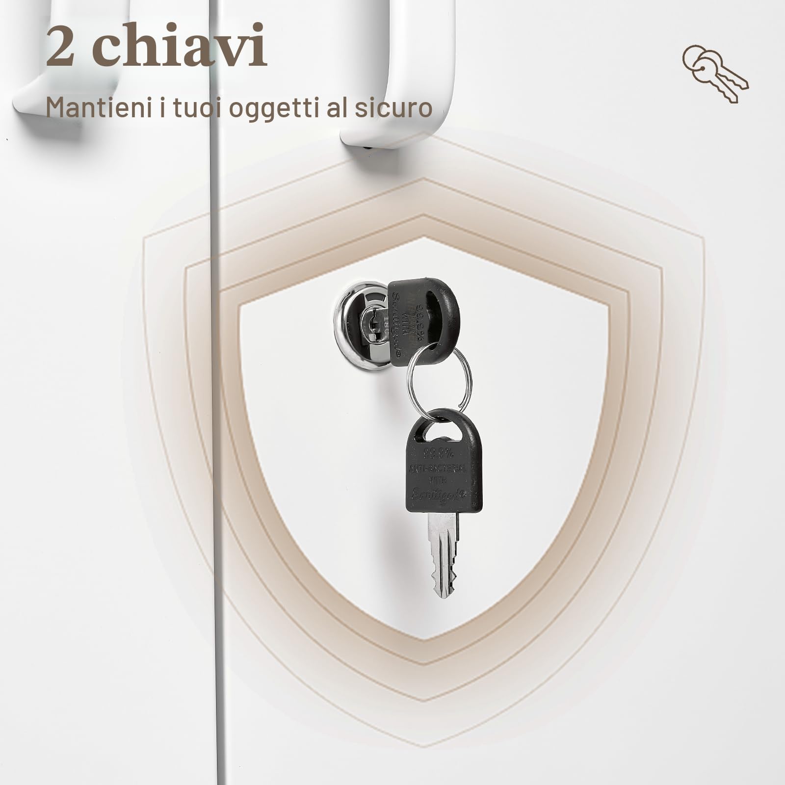 Sightlife Armadio Ufficio in Metallo a 5 Ripiani con 2 Ante, Armadio Garage con Serratura a Chiave, Ripiani Regolabili, L78 x P39 x A170 cm (bianca, 78_x_170_cm)