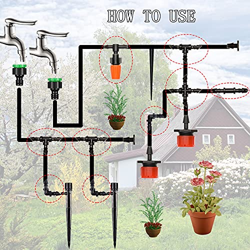 image for CESTAME 204Pcs Barbed Connectors Irrigation Fittings Kit,Drip Irrigati