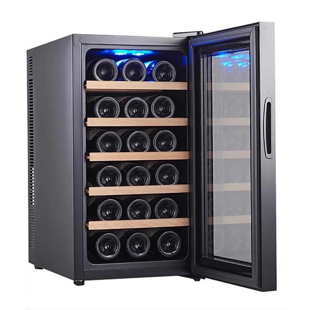 Grande capacità di Refrigerazione per Vino, Frigorifero per Bevande Indipendente da 11-18°C con Doppia Porta in Vetro, Luce LED, può Contenere 18-30 Bottiglie di Vino Rosso,B
