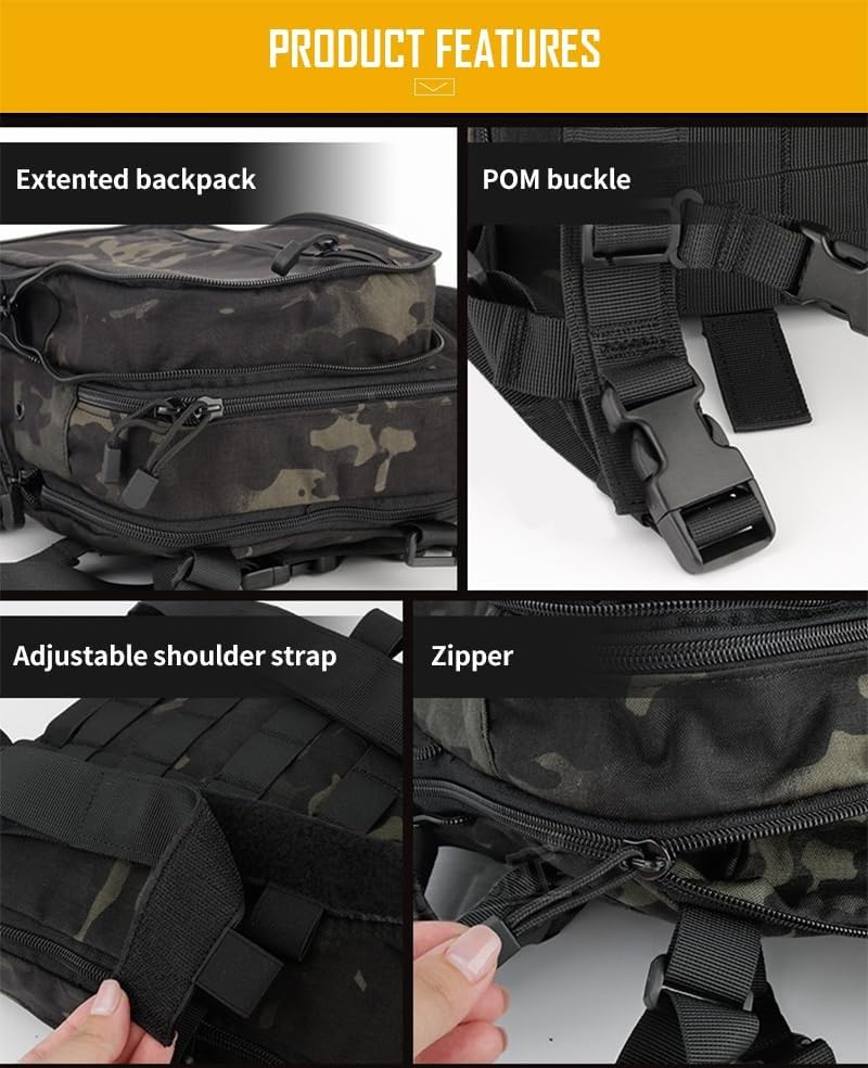Sac à dos tactique marron extensible multi-usages avec sangles de compression - 5