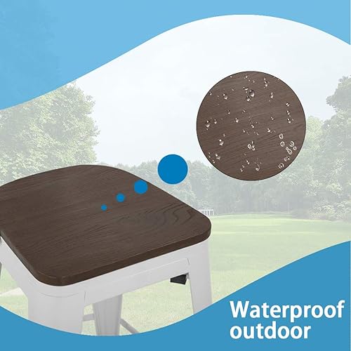 Miniatura 4 de FDW Juego de 4 taburetes de bar de metal de altura de mostrador con respaldo de 24 pulgadas de altura de asiento, sillas de bar industriales,