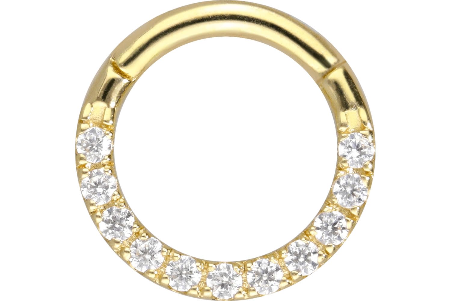 PIERCINGLINE 750er Gold Segmentring Clicker | 18 Karat | EINGEFASSTE Kristalle | Piercing Ring Nase Septum Ohr Helix | Farb & Größenauswahl