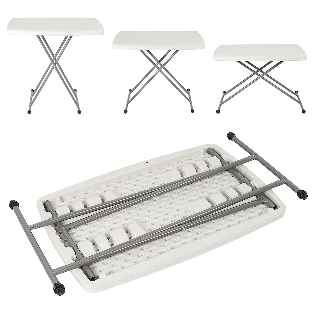 kompaktowy i składany, regulowany stół składany - wewnątrz/na zewnątrz/, składany stół na kemping cateringowy Picnic-White -76 x 50 x 50/62/74 cm (1,76 x 50 x 74 cm)