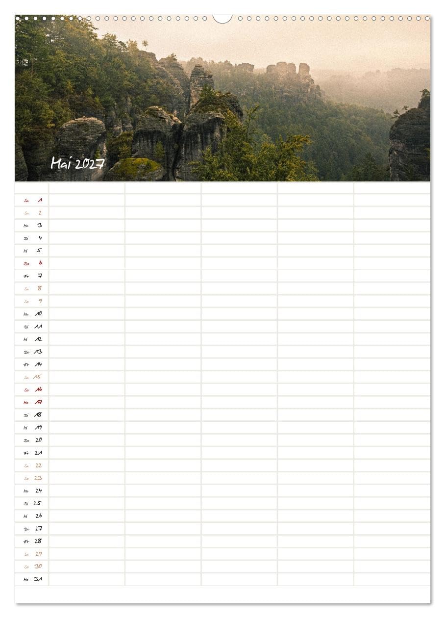 Familienkalender - Das Elbsandsteingebirge (Wandkalender 2027 DIN A2 hoch), CALVENDO Monatskalender: Entdecke die Sächsische & Böhmische Schweiz (CALVENDO Natur)