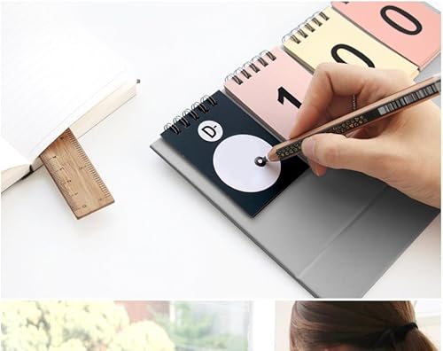 Calendario perpetuo de escritorio del día D, calendario abatible con caballete de escritorio, calendario encuadernado en espiral, calcomanías