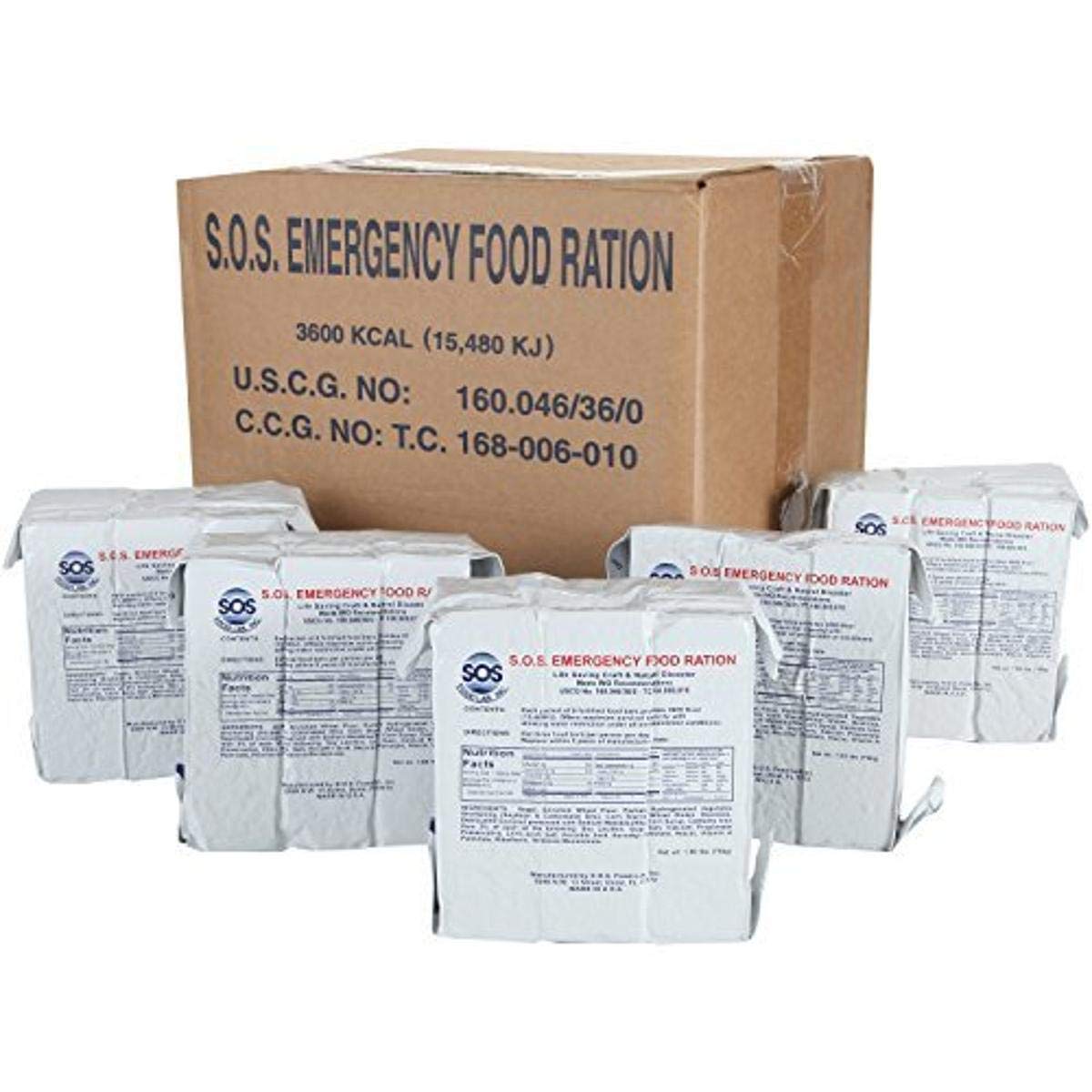 SOS Food Labs, Inc. Rations Emergency 3600 Calorie Bar - 3 Day / 72 Hour Package with 5 Year Shelf Life- FULL CASE