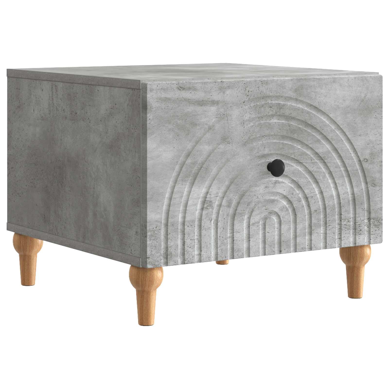 Table basse gris béton 49x50x40 cm avec tiroir de rangement design