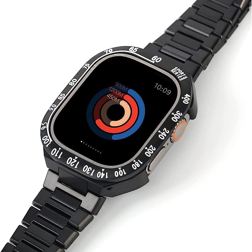 EPANO Cinturino per orologio in acciaio inossidabile 316L, per Apple Watch Ultra 49 mm, lunetta in acciaio da uomo, cassa paraurti integrata, accessori per orologi da polso, per iWatch serie 8/7, con