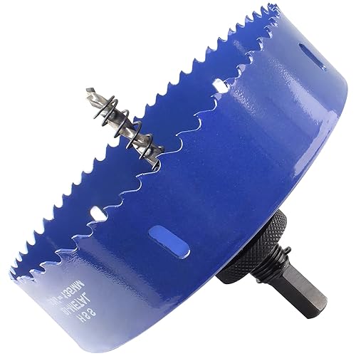 Vista 30 de Luomorgo - Sierra perforadora de 4 pulgadas/100 mm, acero de alta velocidad, profundidad de corte 1 1/4 pulgadas, adaptador de broca hexagonal