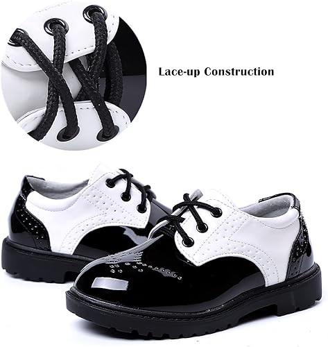 Miniatura 6 de DADAWEN Zapatos de uniforme escolar con cordones para niños y niñas, cómodos zapatos de vestir Oxford (bebéniño pequeñoniño grande)