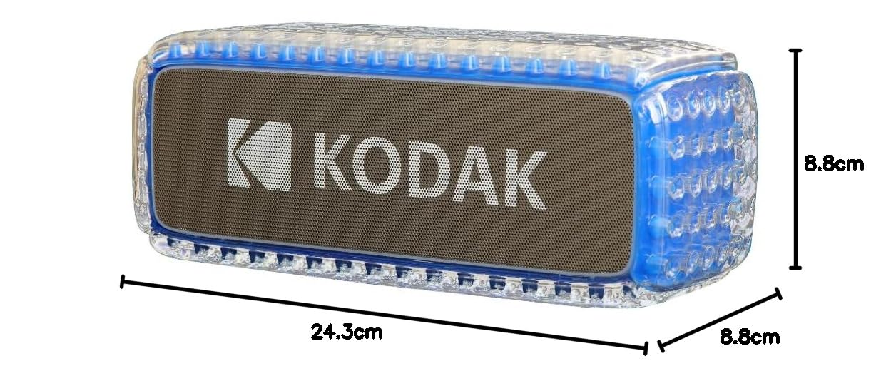 Kodak - Altavoz Bluetooth impermeable IPX6, sonido potente de 8 W, iluminación RGB, duración de 5 horas, conexión Bluetooth V5.0 - Azul