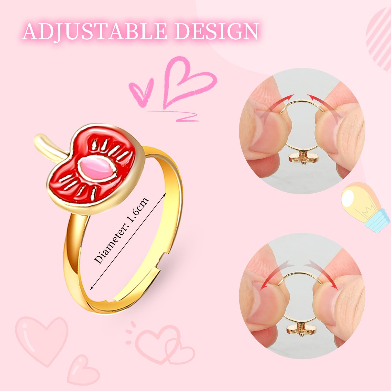 Gaethra Adjustable Girls Rings, 36 Pieces Adjustable Rings, Little Girls Rings Kids Birthday Gift Rings With Heart Shaped Box 1