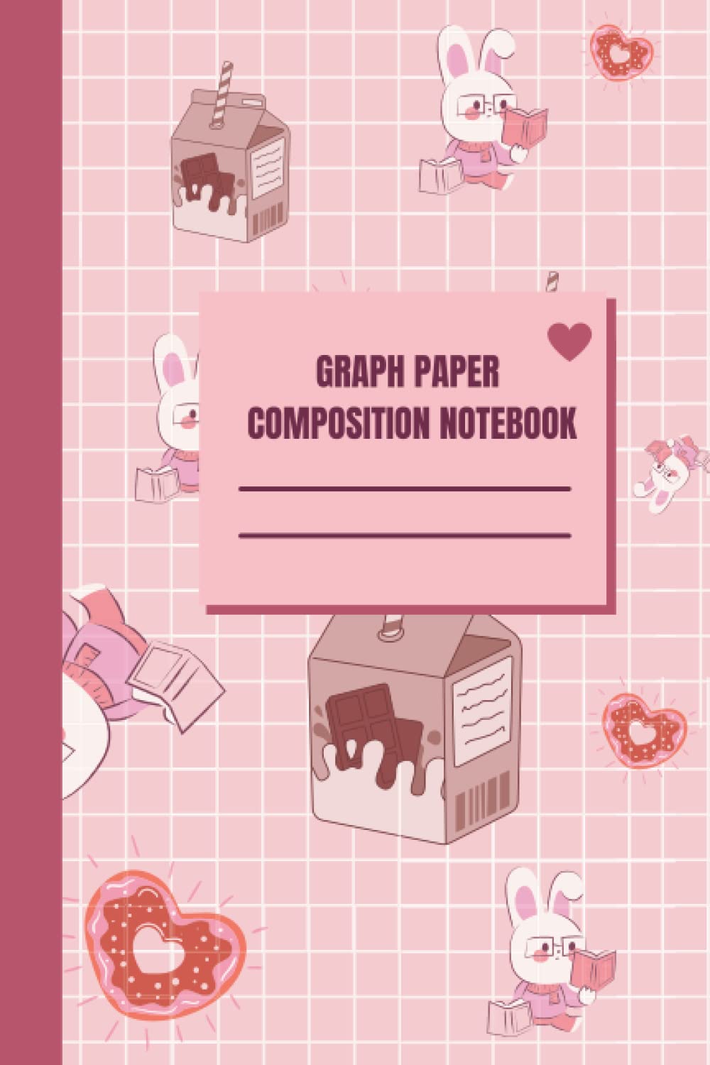 Graph Paper Composition Notebook: Kawaii grid notebook | Cute Korean-Japanese Aesthetic stationary milk and rabbit quad ruled graphing paper book| 6"x9" 120pages