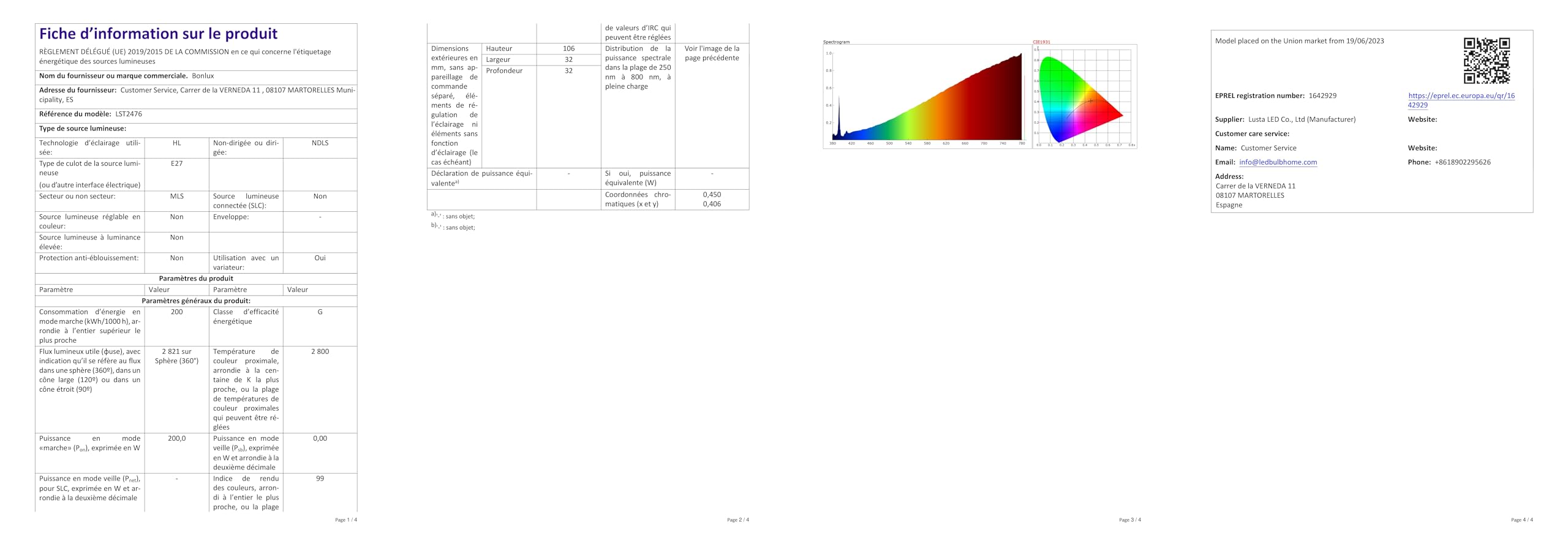 DoRight Ampoule Halogène Tubulaire E27 200W Blanc Chaud 2800K Dimmable