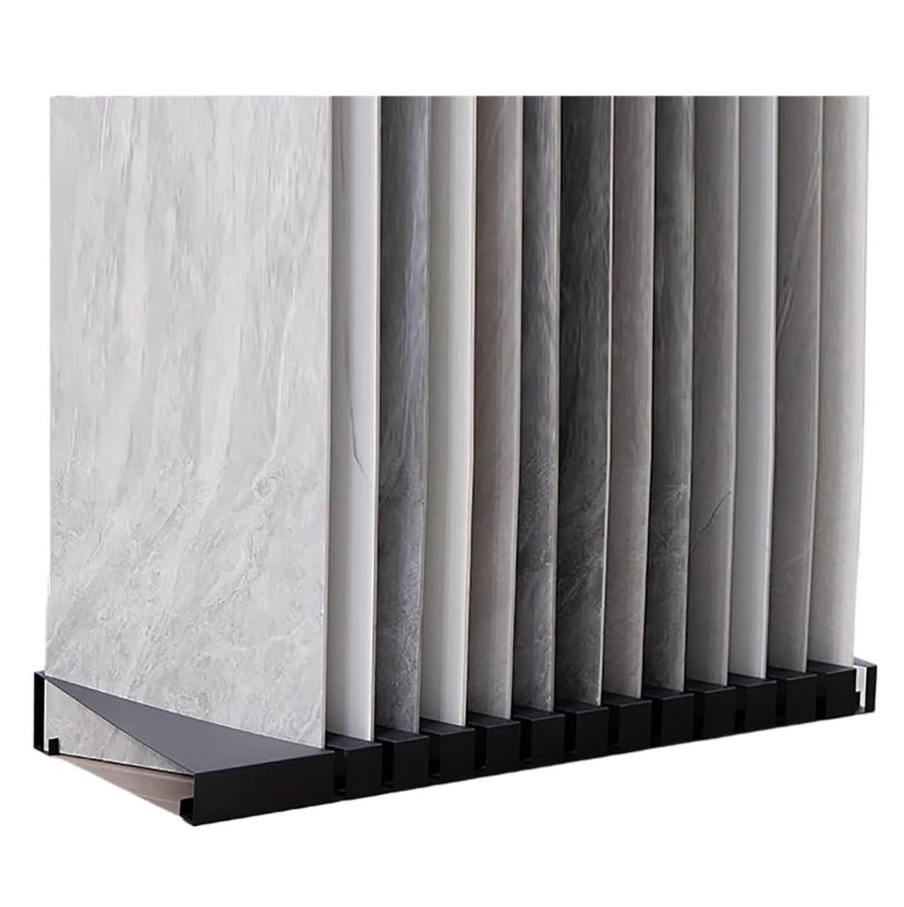 NIUSABOU Floor Tile Display Stand, Oblique Insertion Tile & Material Sample Display Rack, Multicolor, Multiple Sizes(Black,20x10cm/7.9x4in)