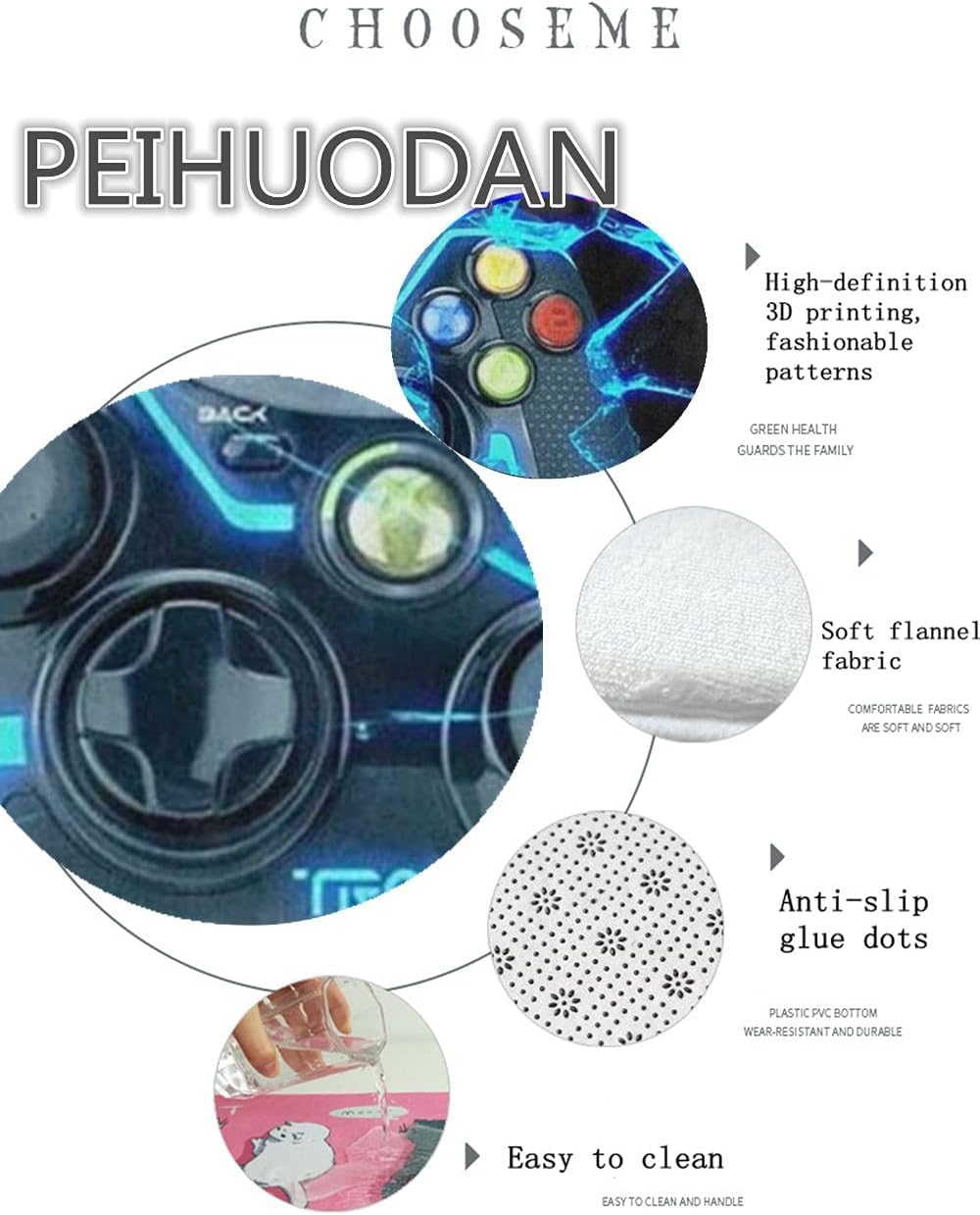 Gaming Teppich für Jungenzimmer, Neon Gamepad Graffiti Aquarell Design, Weich und rutschfest, Perfekt für Kinderzimmer, Gamer Schlafzimmer Accessoires Runder Teppich (Grau,160CM)
