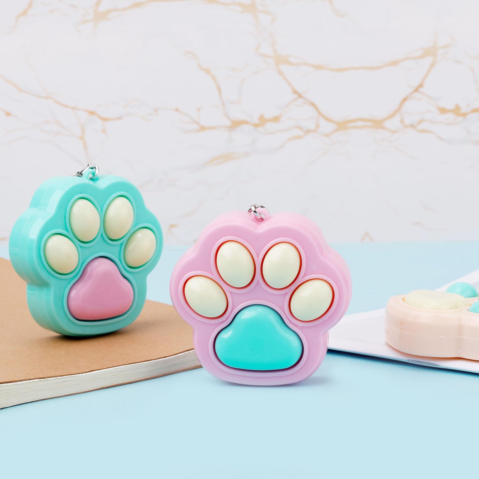 Gosknor 3pcs Cat Paw Fidget Toys Fidget Keychain - Image 3