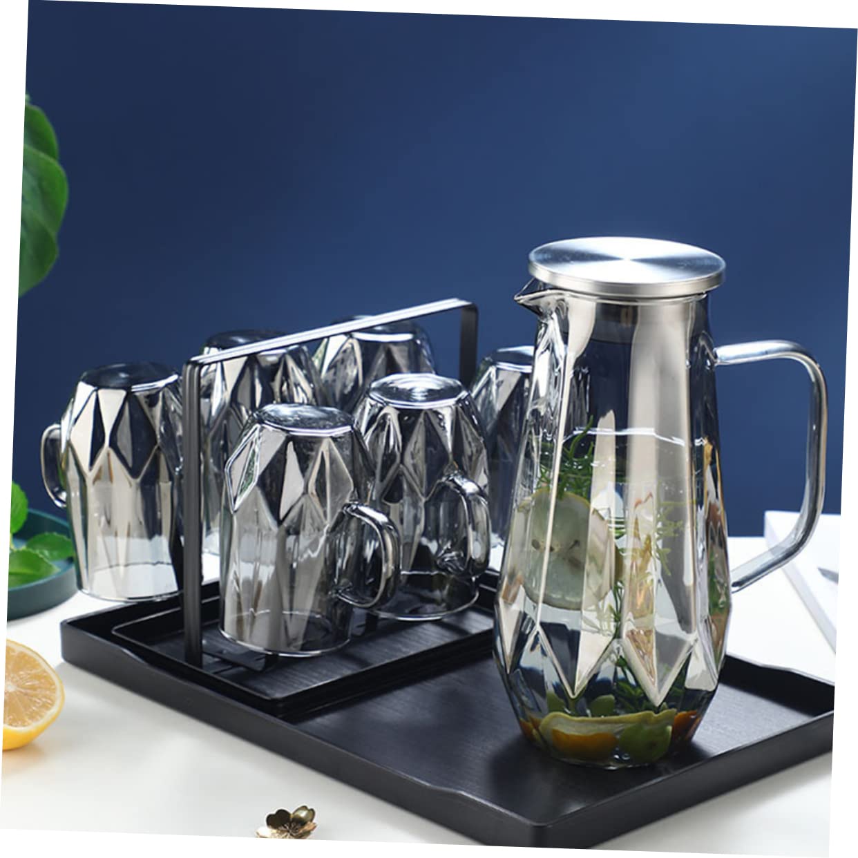 Jarra de Vidrio 1, 8 L para Agua Doméstica de Gran Capacidad | Multiusos, Fácil de Limpiar y Guardar, para Agua Fría y Leche, Estilo Elegante para Fiestas y Barbacoas