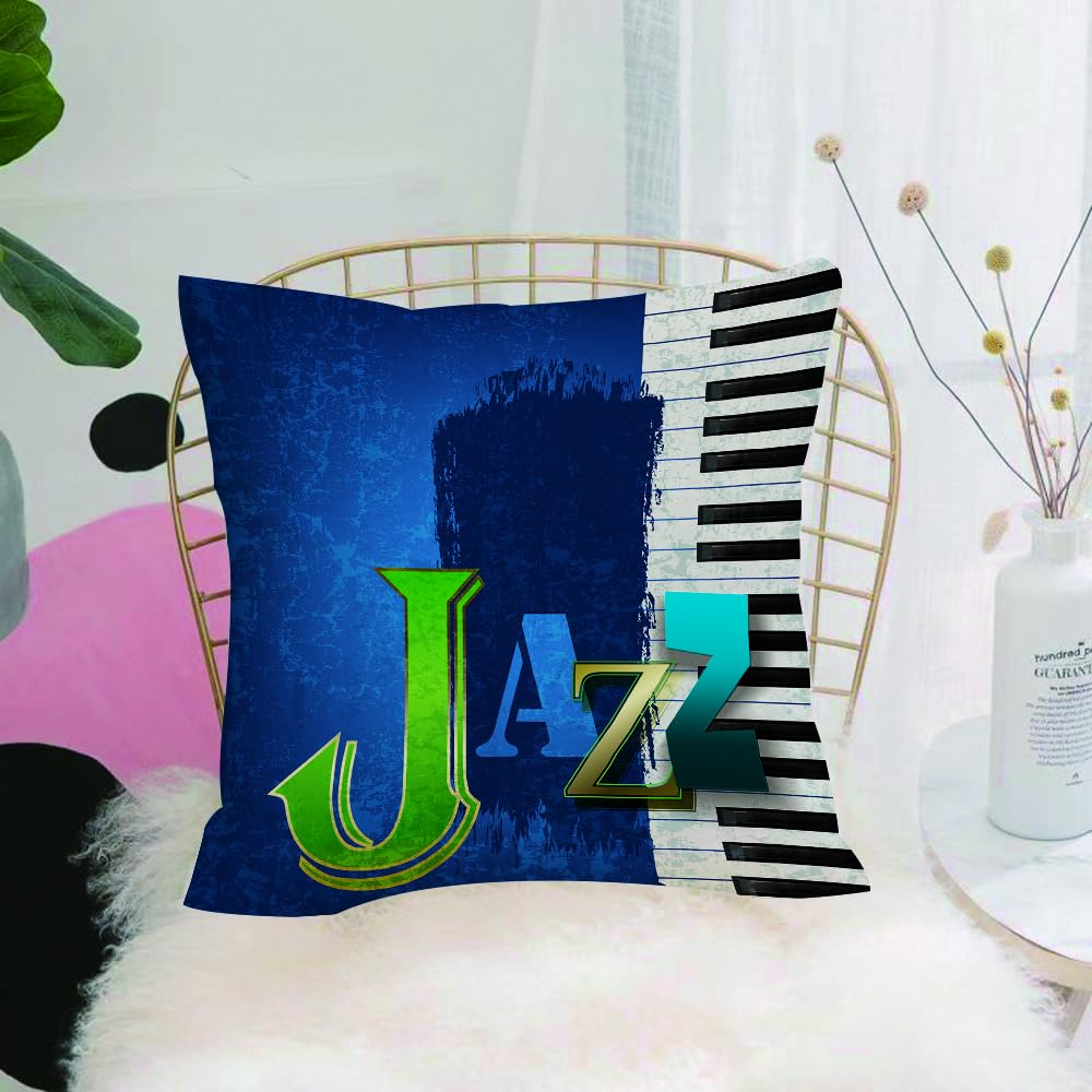 Hyosxw Jazz Music Set,Abstract Cracked Jazz Music B - A5 Cushion Cover,Throw Pillow Case Home Decorative For Living Room Bedroom Sofa Chair 18X18 Inch,Jazz Music Set,Abstract Cracked Jazz Music Background With Piano Keys Music The,Pillowcase 45X45cm