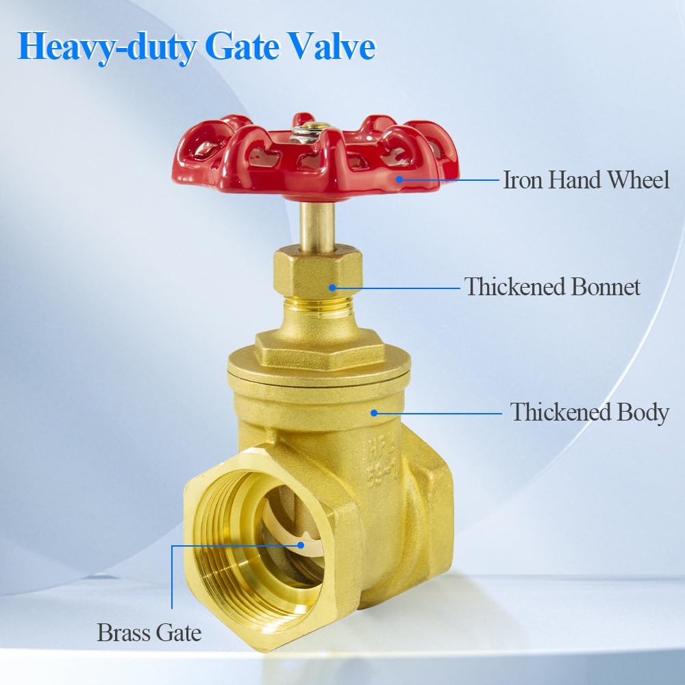 WiseWater Válvula de compuerta de latón NPT de 2 pulgadas, válvula giratoria manual de flujo bidireccional para equipos mecánicos, uso doméstico industrial (DN50)