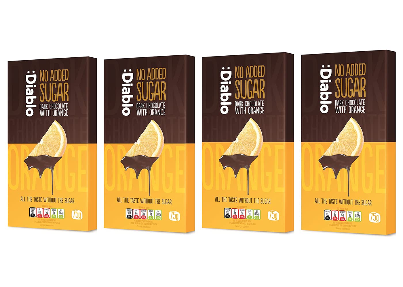 Diablo Dark Chocolate Bar with Orange | No Added Sugar, Gluten Free | Diabetic Friendly | Perfect for Gifting | 75g