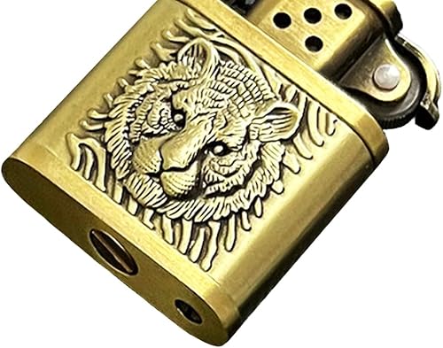 Miniatura 4 de Encendedor tallado bronce del queroseno de la gasolina del brazo de elevación del estilo antiguo de la cabeza del tigrar del alivio