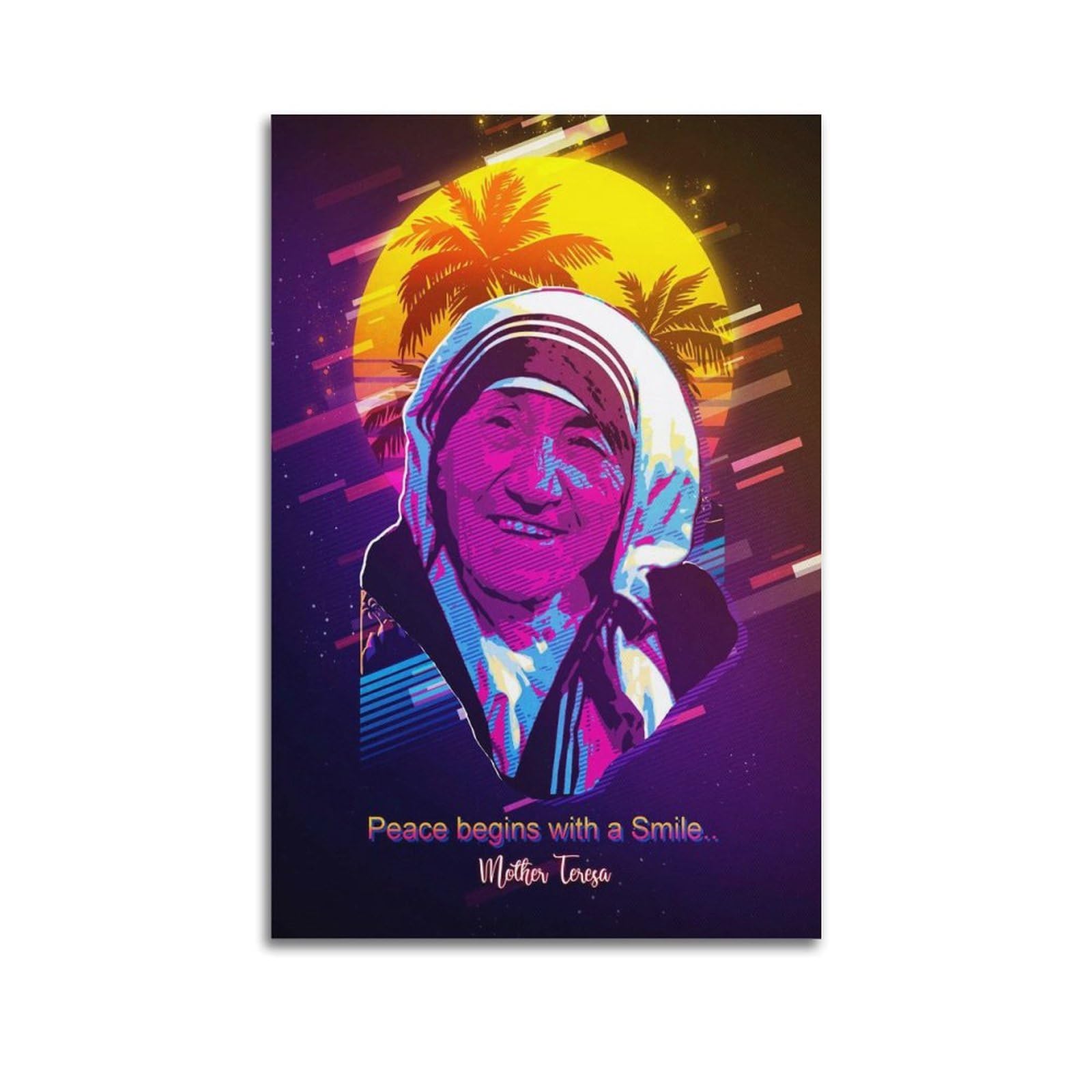 SUDANGDIANZI Motivational Poster Retro Mother Teresa Inspirational Canvas Poster And Wall Art Modern Family Bedroom Gym Office Decor Gift 24x36inch(60x90cm) Unframe-style-4