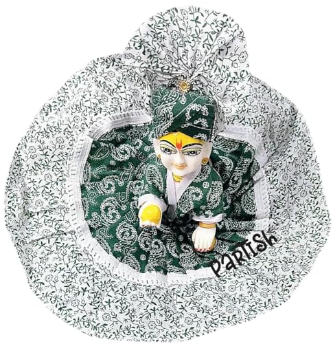 Image of Partish Laddu Gopal Summer Dress with Pagdi (Pack of 4) l Ladoo Gopal Cotton Dress l Kanha Ji Poshak Size 0 1 2 3 4 5 6 (Design C, Size 2)