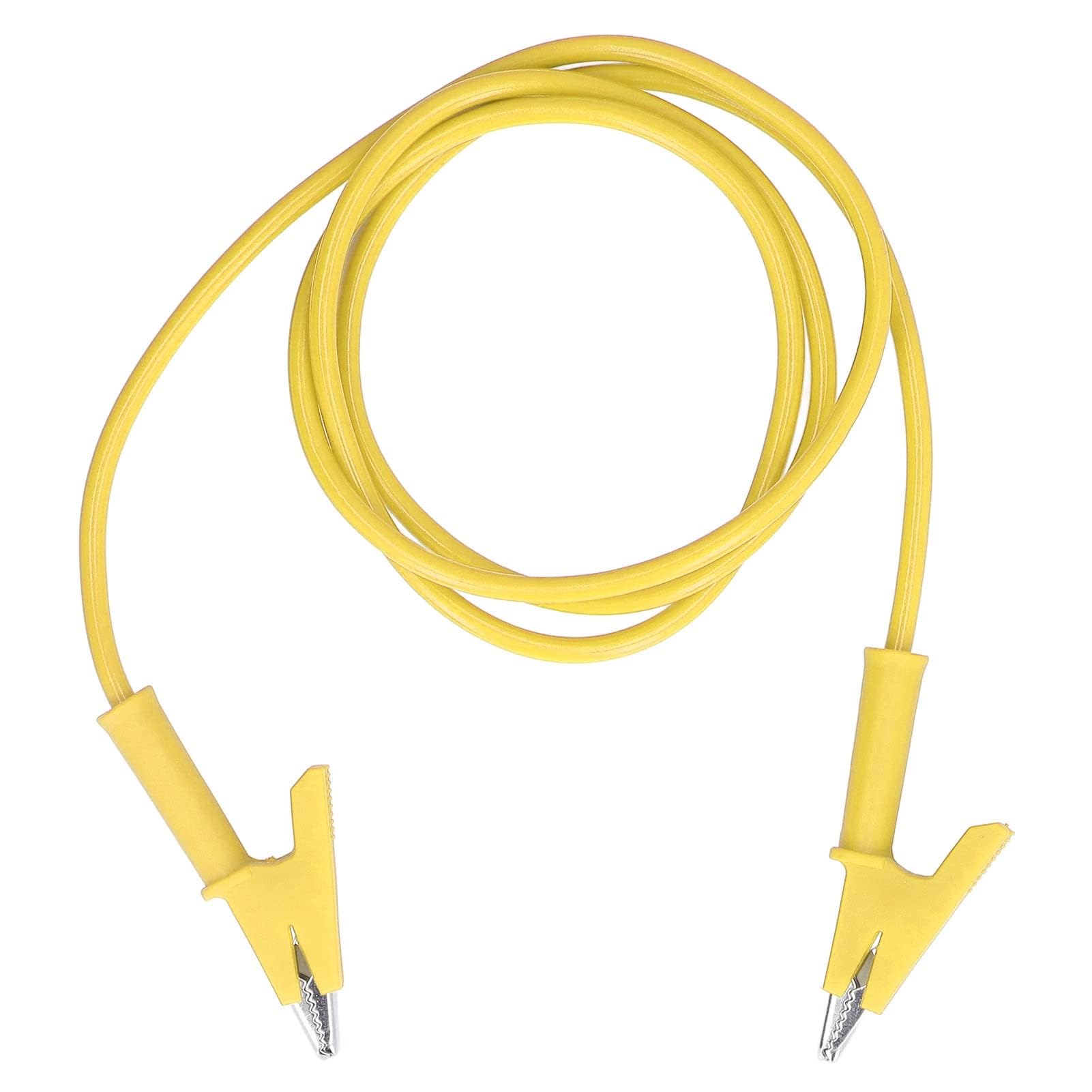 Crocodile Clip Test Lead Dual Ended Alligator Clips Test Flexible Cable 10mm Opening Testing Cable Wire for Battery Vehicle (Yellow)
