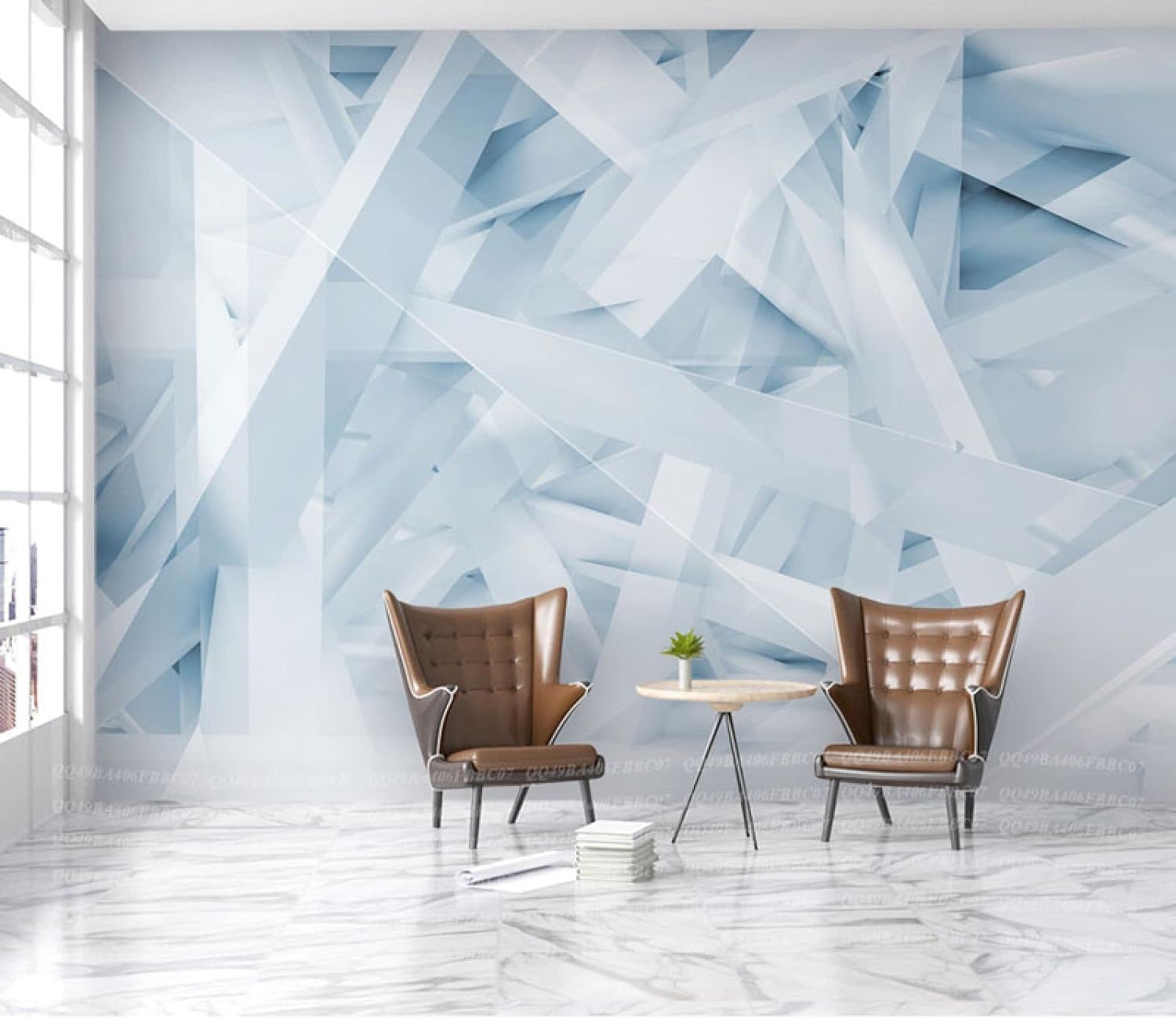 Papier peint mural 3D géométrique abstrait pour créer une ambiance moderne de chambre à coucher
