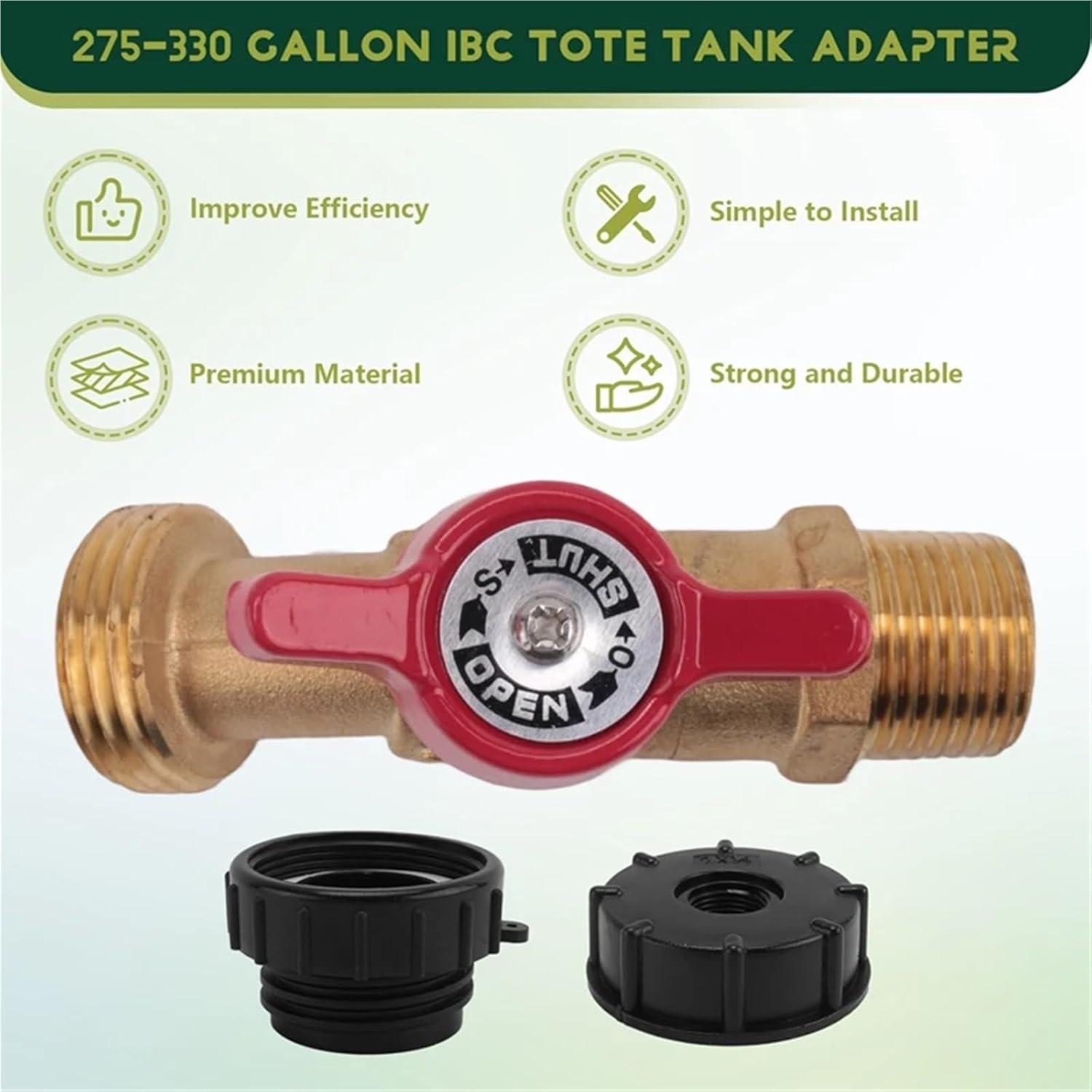 Fitting,275-330 Gallon Tote Tank Adapter Fine Thread Valve,Lead-Free Brass Hose Faucet Tool for Outdoor Plastic Bucket Water Tanks