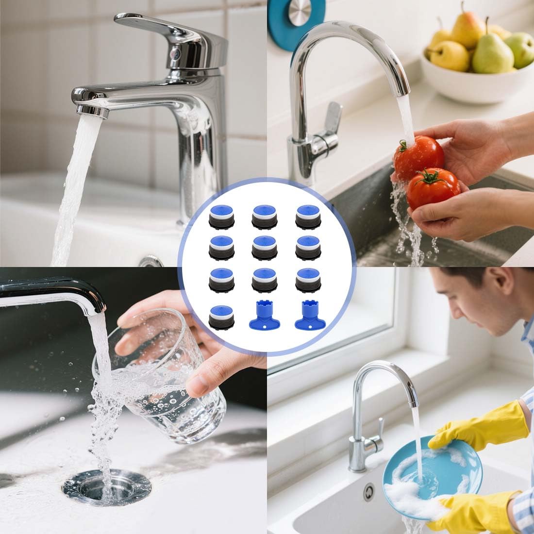 Aireador Grifo M18.5, 10 Piezas Aireador Grifo Cocina Con 2 Llave, Filtros Para Grifo Ahorro De Agua,Aireador Grifo Lavabo Para Cocina Y Baño