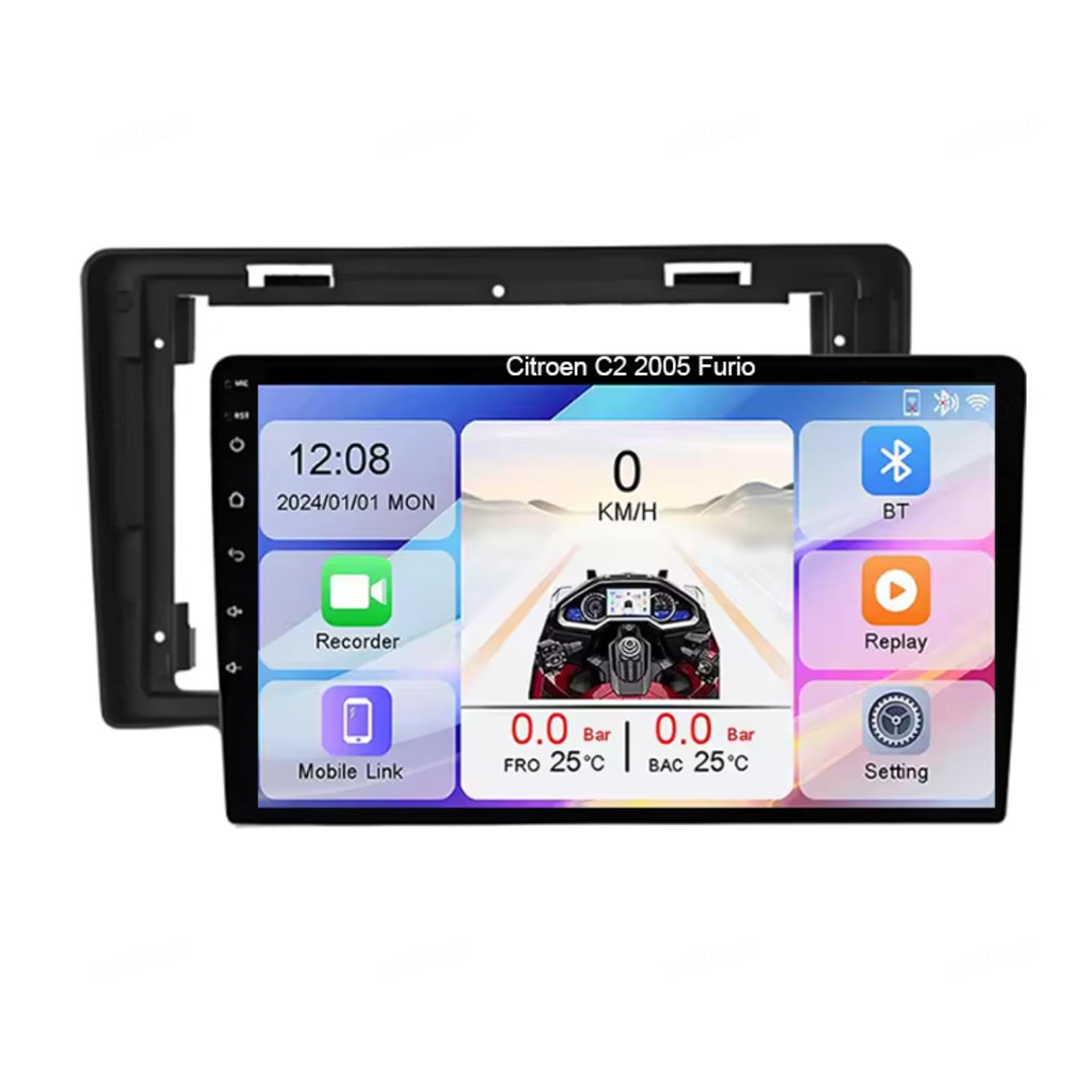 Android 15 Car Stereo 9" Samochód Dla Citroen C2 2005 Furio,M106