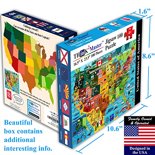 Puzzle Rompecabezas Jigsaw Mapa Colorido de Estados Unidos Think2Master 100 Piezas miniatura 5