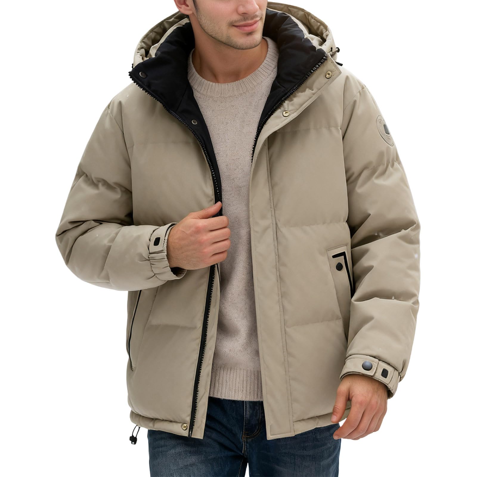 Piumino da uomo con cappuccio spessa e calda giacca trapuntata autunno inverno piumino imbottito giacca invernale casual outdoor campeggio escursionismo giacca termica corsa