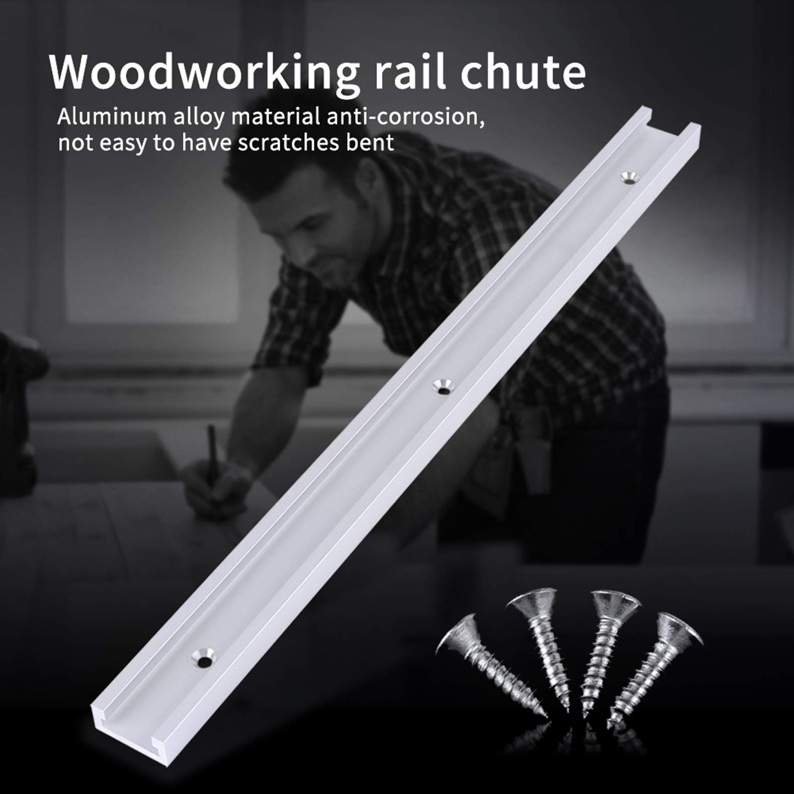 2 trazas t track herramientas de carpinteria T-Slot de aleación de aluminio de 400 mm con tornillos autorroscantes herramientas para trabajar madera