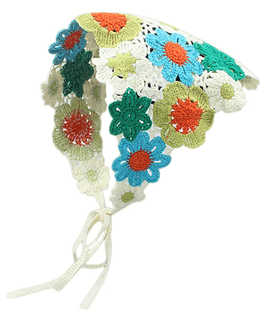 Solyinne Women's Crochet Head Kerchief Knitted Hair Scarf Headwrap for Women Girls Floral Fruits Headband