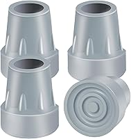 Vista 1 de Puntas de muletas, paquete de 4 puntas de goma resistentes de 7/8 pulgadas, puntas de caña de goma de repuesto para bastones de caminar, bastones