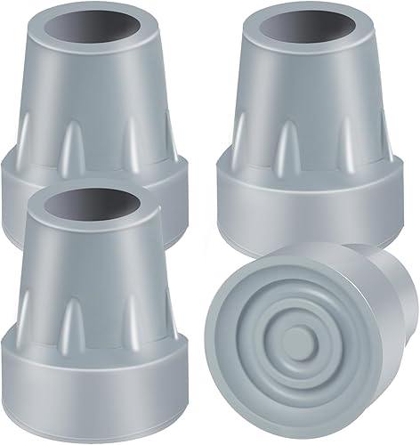 Puntas de muletas, paquete de 4 puntas de goma resistentes de 7/8 pulgadas, puntas de caña de goma de repuesto para bastones de caminar, bastones