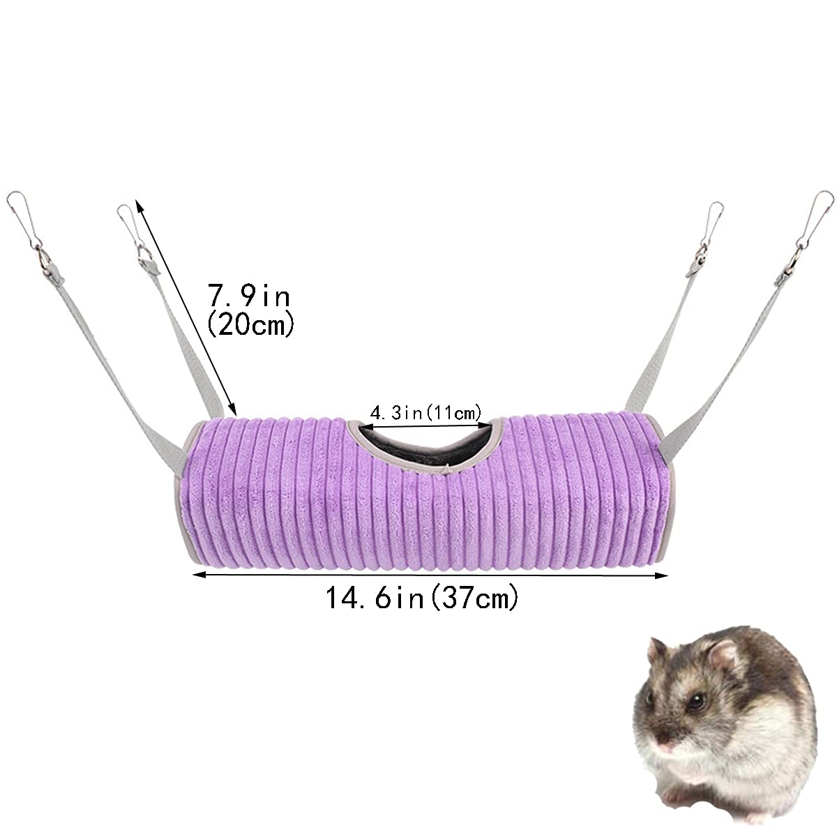 Kleintier-Hängematte, Frettchen-Hängematte, Hängematte und Tunnel, Hamster, Eichhörnchen, Zuckerschleuder, Meerschweinchen, Frettchen Zubehör, Hängeversteck Tunnel, Röhrenspielzeug für Käfig (lila)